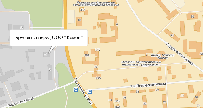 На карте ООО Комос города Ижевска