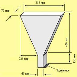 V-образная воронка для определения времени вытекания бетона